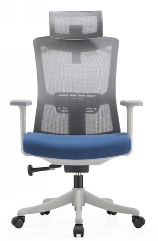 High-Back Mesh Ergonomic Office Chair with Headrest and Blue Seat