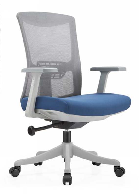 Mid-Back Mesh Swivel Task Chair with Blue Padded Seat