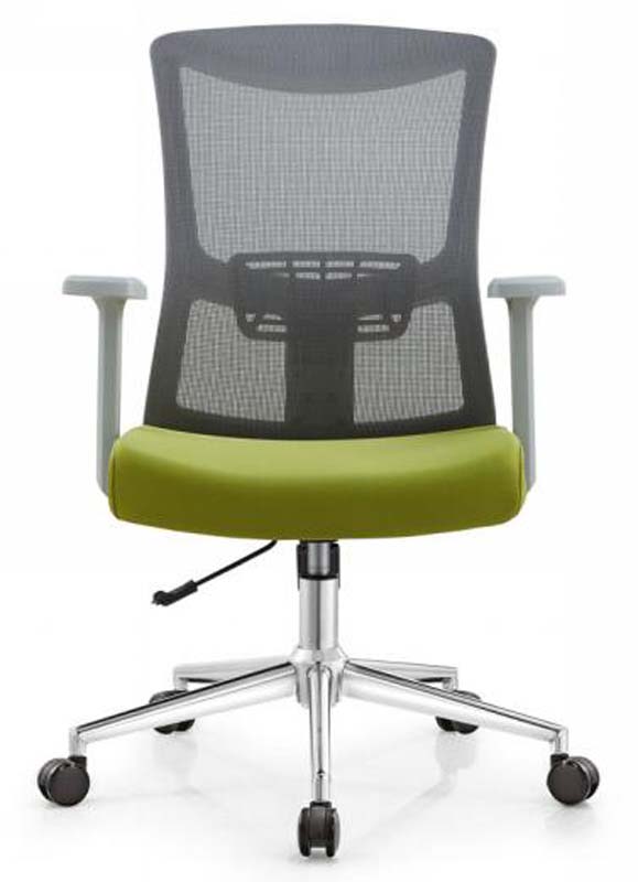Mid-Back Mesh Swivel Task Chair with Green Upholstered Seat