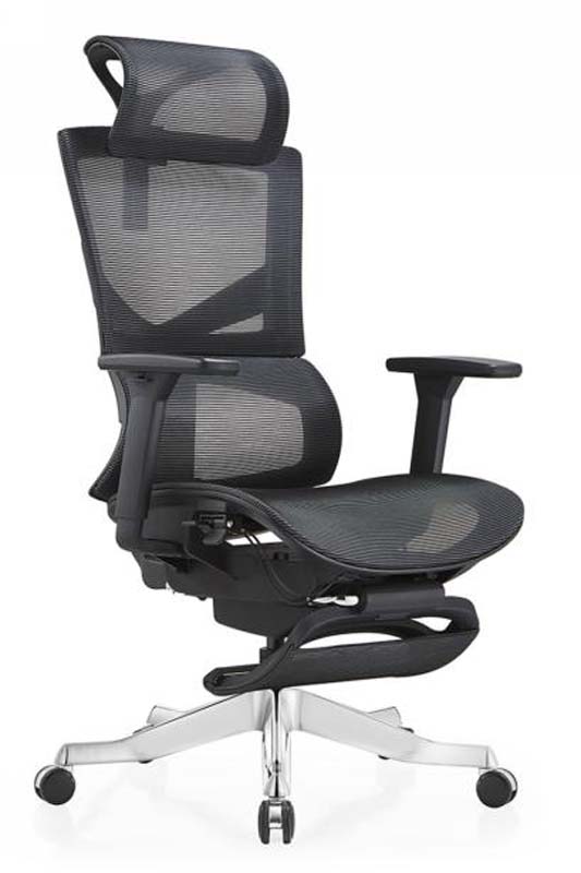 High-Back Mesh Ergonomic Office Chair with Headrest and Retractable Footrest