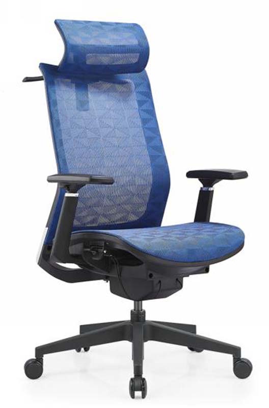 High-Back Blue Mesh Ergonomic Office Chair with Headrest