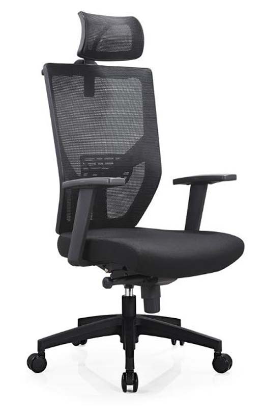 Black High-Back Mesh Ergonomic Office Chair with Headrest