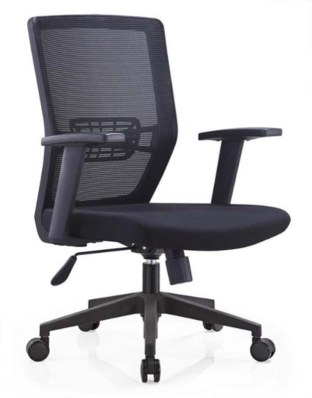 Black Mesh Swivel Task Chair with Fixed Armrests