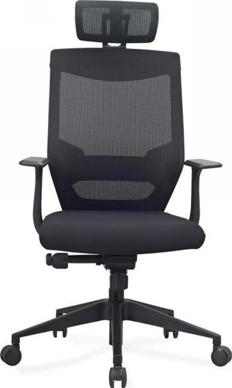 Black High-Back Mesh Ergonomic Office Chair with Headrest