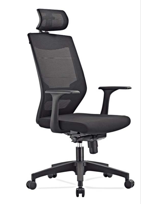 Black Mesh High-Back Ergonomic Task Chair with Headrest