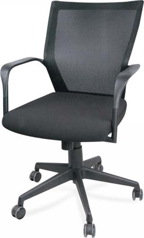 Black Mesh Mid-Back Swivel Task Chair with Fixed Loop Arms and Five-Star Caster Base