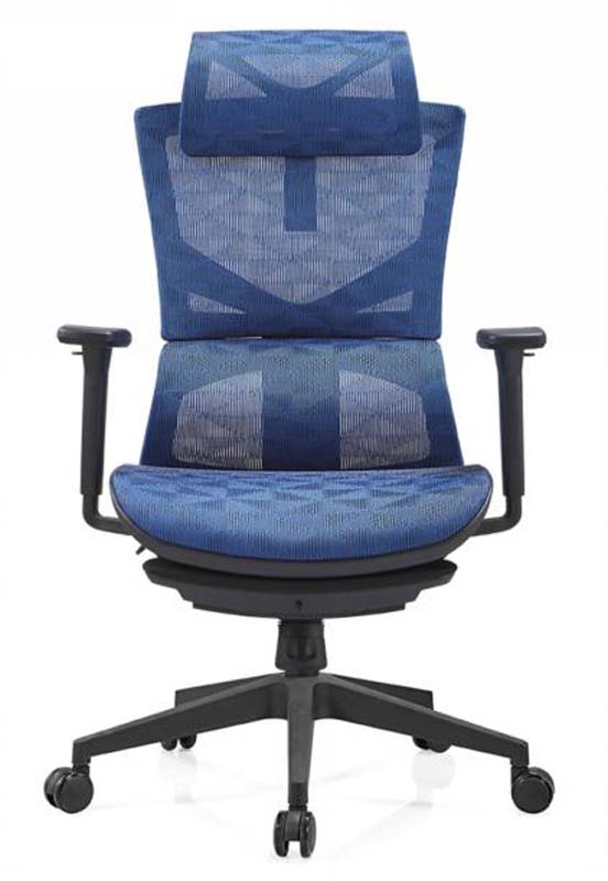 High-Back Blue Mesh Ergonomic Office Chair with Headrest