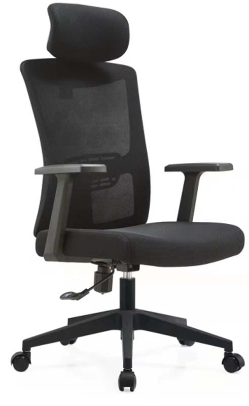 High-Back Mesh Ergonomic Office Chair with Headrest and Fixed Armrests