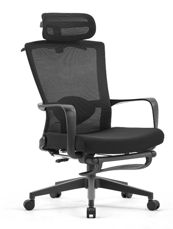 Black Mesh High-Back Ergonomic Office Chair with Headrest