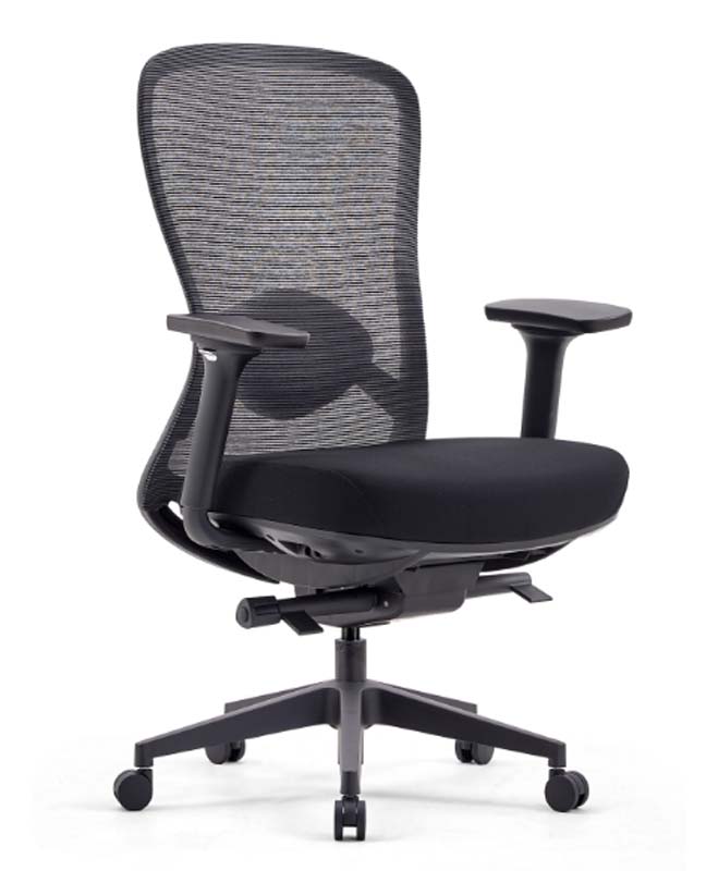 Black Mesh Ergonomic Task Chair with Height-Adjustable Arms and Swivel Five-Star Base