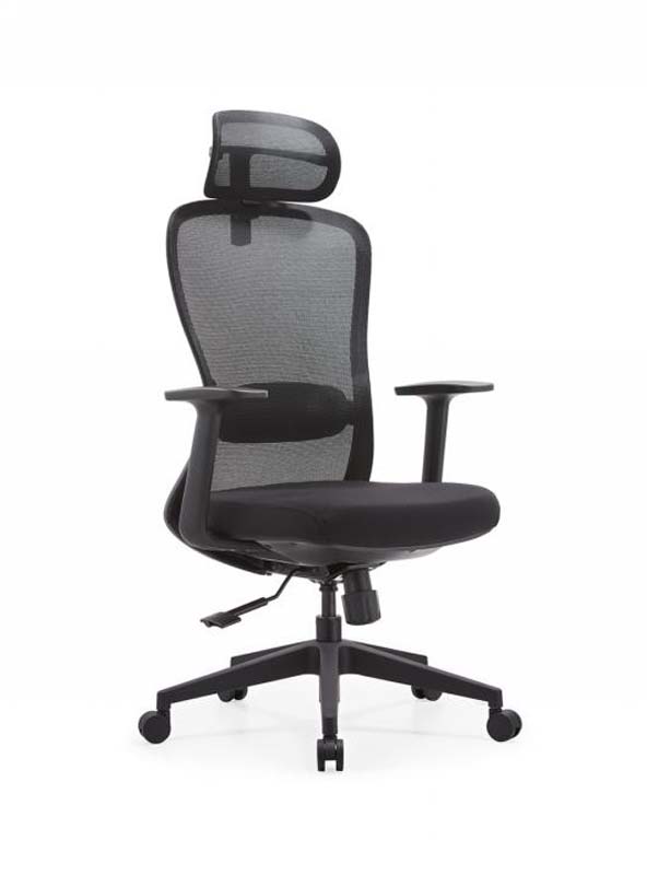 Black High-Back Mesh Ergonomic Office Chair with Headrest