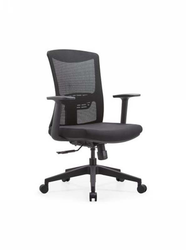 Black Mesh Swivel Task Chair with Fixed T-Arms