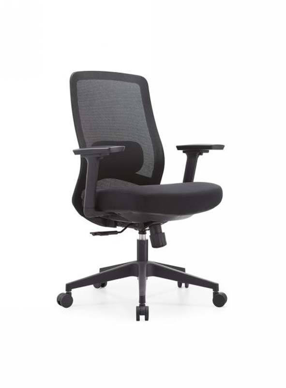 Black Mesh Swivel Task Chair with Fixed Armrests