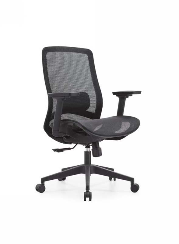 Black Mesh Swivel Task Chair with Height-Adjustable Arms