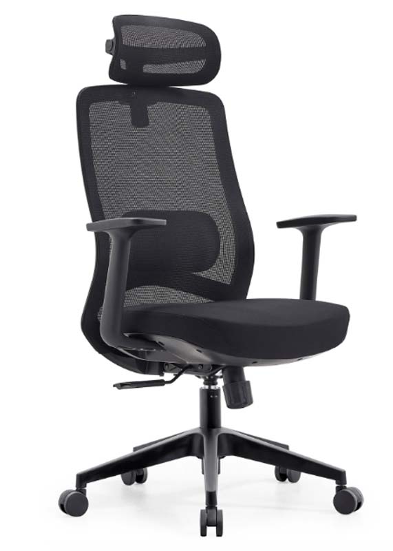 Black Ergonomic Mesh Office Chair with Adjustable Headrest