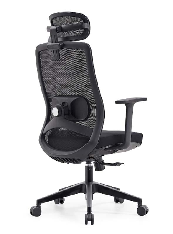 Black Mesh High-Back Ergonomic Task Chair with Headrest and Fixed Arms