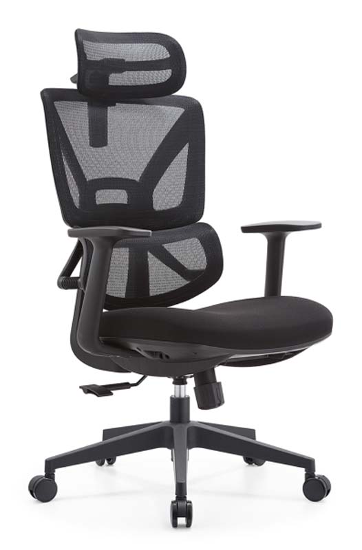 Black Mesh High-Back Ergonomic Office Chair with Headrest and Adjustable Lumbar Support