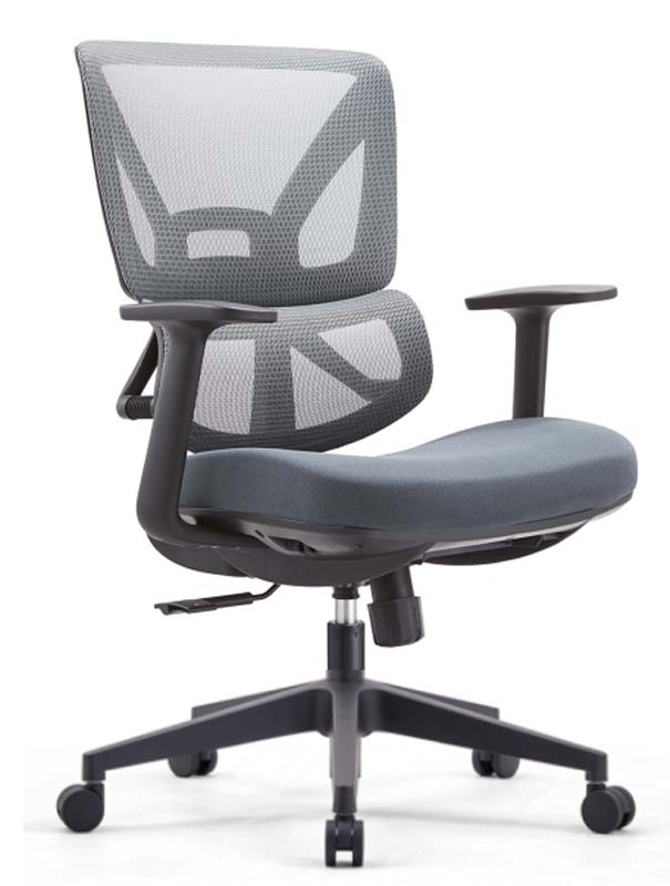 Mid-Back Gray Mesh Swivel Task Chair with Fixed Arms