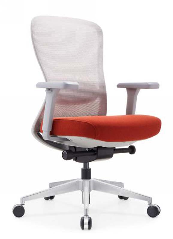 Mesh Back Swivel Task Chair with Orange Fabric Seat