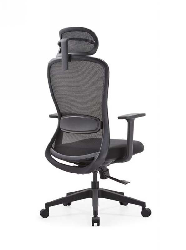 Black High-Back Mesh Ergonomic Office Chair with Headrest