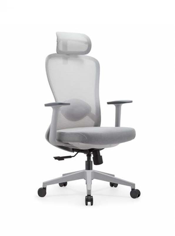 Light Gray High-Back Mesh Ergonomic Office Chair with Headrest