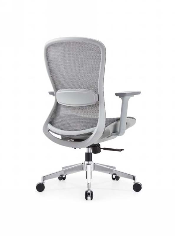 Light Gray Mesh Ergonomic Task Chair with Adjustable Arms and Chrome Base