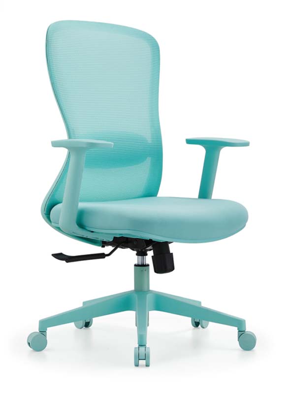 Mint Green Mesh Swivel Office Chair with Fixed T-Armrests