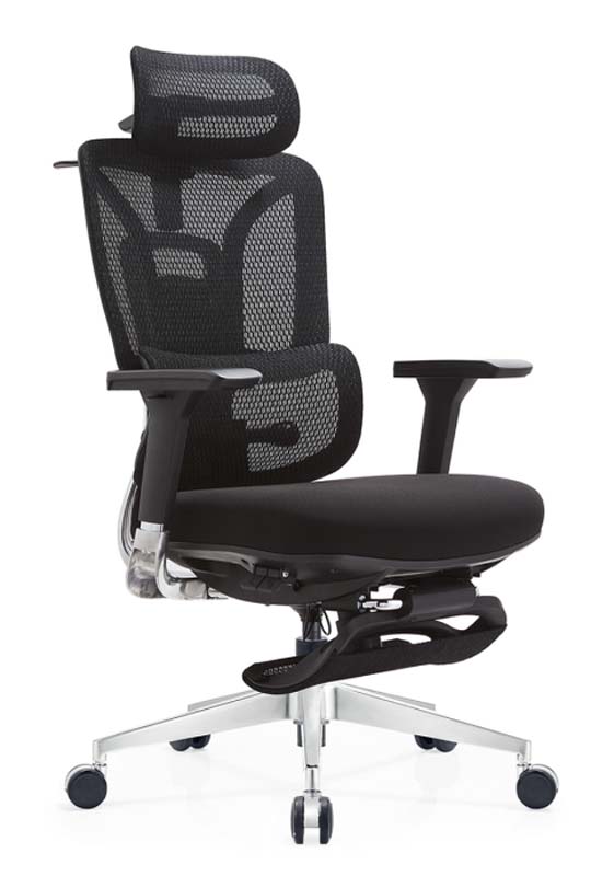 High-Back Mesh Ergonomic Office Chair with Headrest and Retractable Footrest