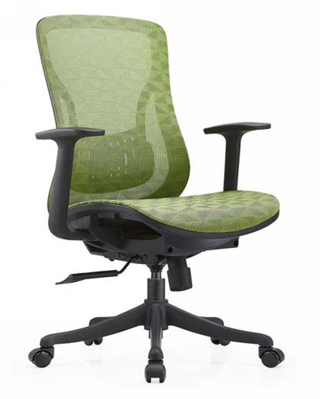 Green Mesh Mid-Back Swivel Task Chair with Fixed Arms and Casters