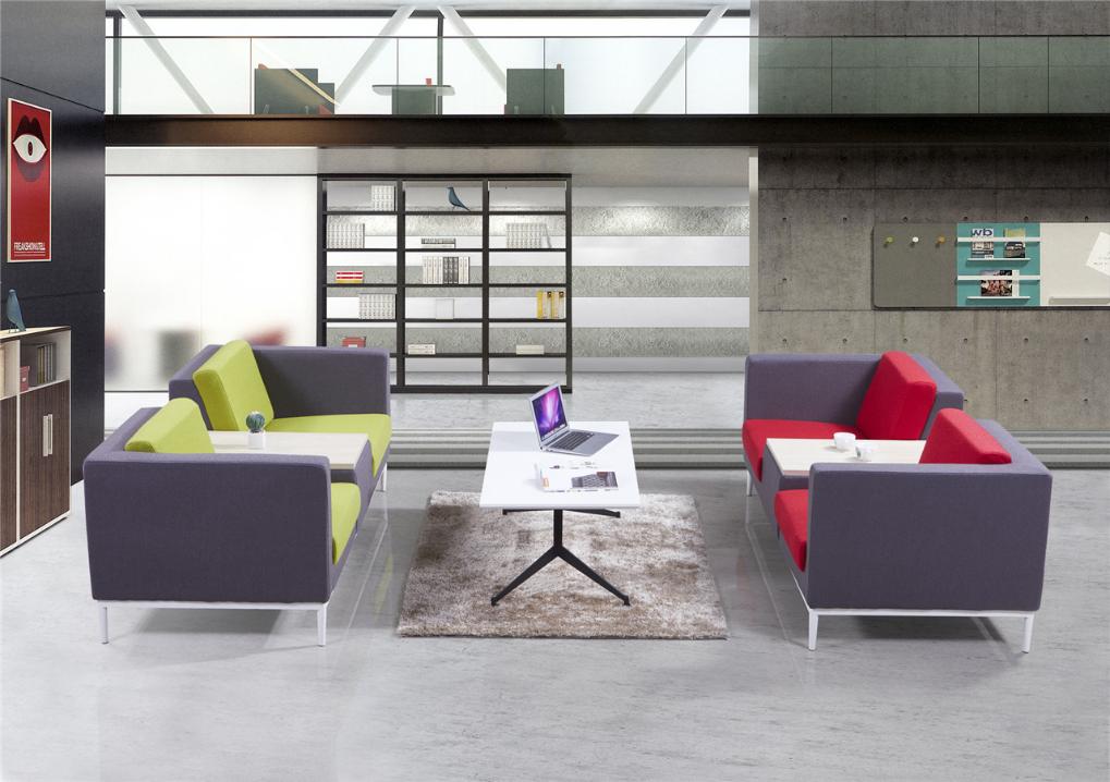 Four-Seat Modular Lounge Seating Set with White Side Tables and Central Coffee Table
