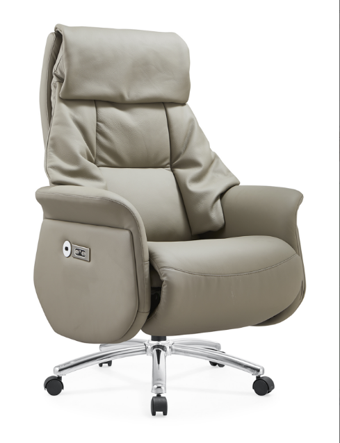 Taupe Padded High-Back Executive Swivel Chair with Chrome Base