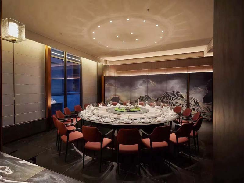 Round Banquet Dining Table with 16 Upholstered Dining Chairs