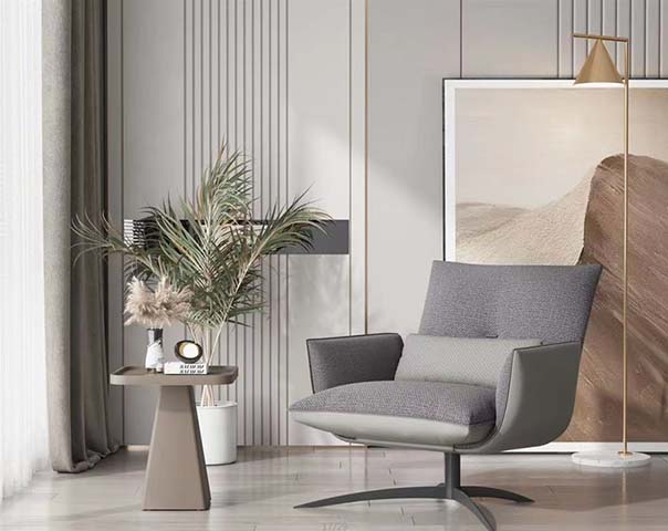 Swivel Lounge Armchair with Upholstered Seat, Tall Back and Four-Star Base
