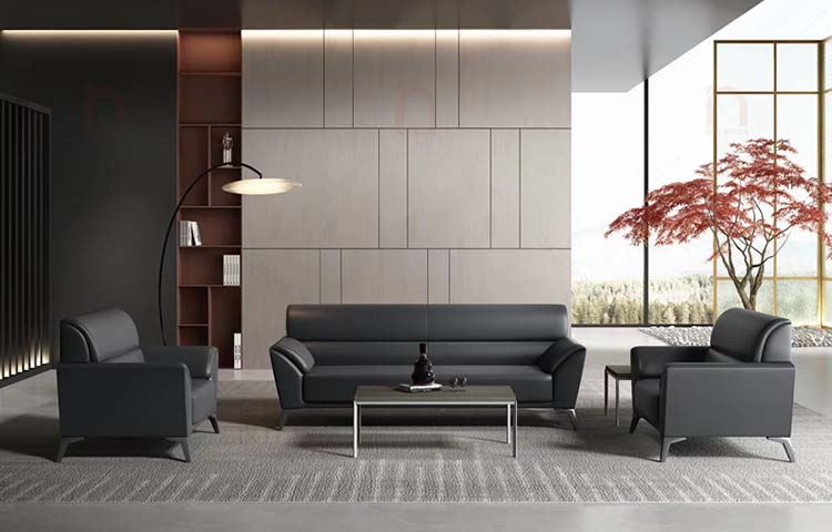 Executive Reception Sofa Set with Three-Seat Sofa and Two Armchairs