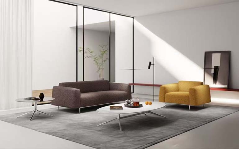 Contemporary Upholstered Two-Seat Sofa