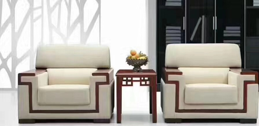 VIP Reception Lounge Armchair with Dark Wood Accents