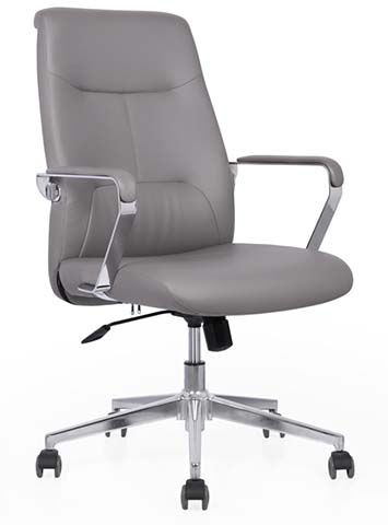 Gray Upholstered Mid-Back Swivel Executive Office Chair