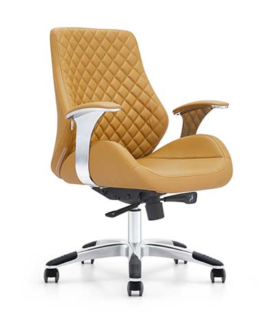 Cognac Diamond-Quilted Mid-Back Executive Swivel Chair