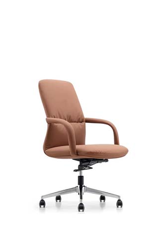 Brown Upholstered Mid-Back Executive Swivel Chair