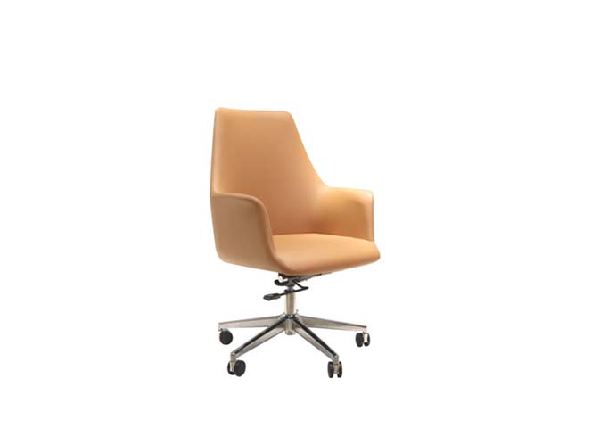 Tan Upholstered Swivel Executive Armchair