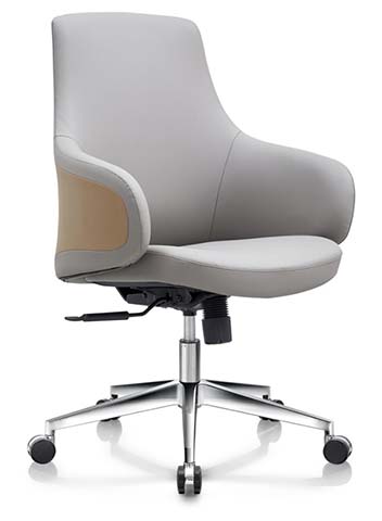 Gray Upholstered Swivel Executive Conference Chair with Polished Five-Star Base