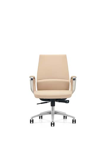 Mid-Back Beige Leather Executive Swivel Chair