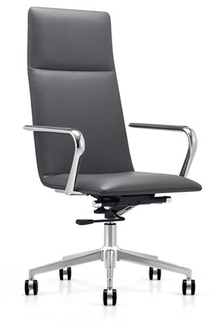 High-Back Black Leather Executive Swivel Chair