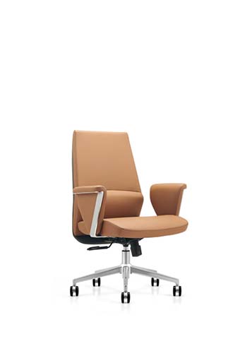 Mid-Back Tan Leather Executive Swivel Chair