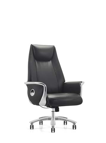 High-Back Black Leather Executive Swivel Chair
