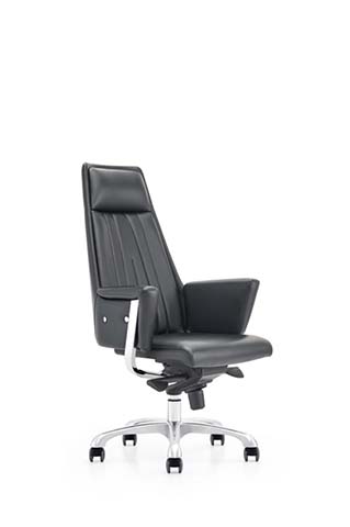 High-Back Black Leather Executive Swivel Chair