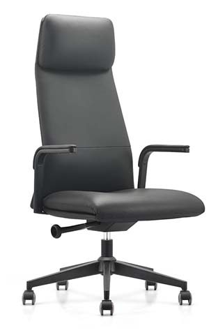 High-Back Black Leather Executive Swivel Chair