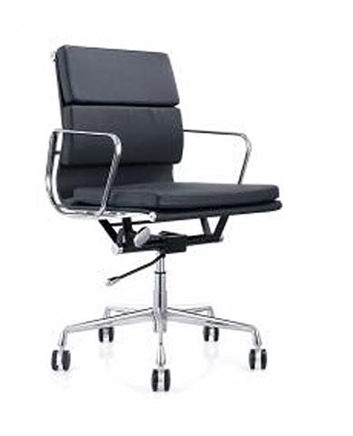 Black Padded Mid-Back Executive Office Chair with Chrome Frame