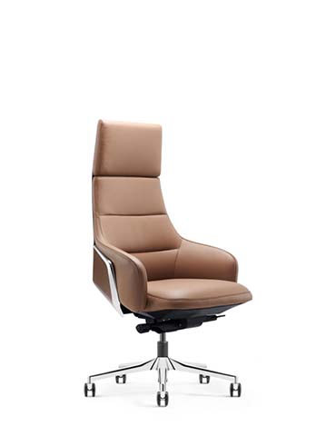 High-Back Tan Leather Executive Swivel Chair