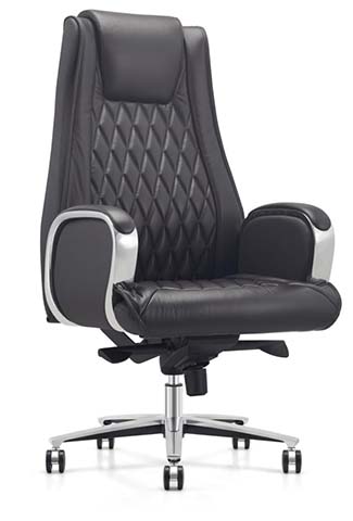High-Back Quilted Black Leather Executive Swivel Chair
